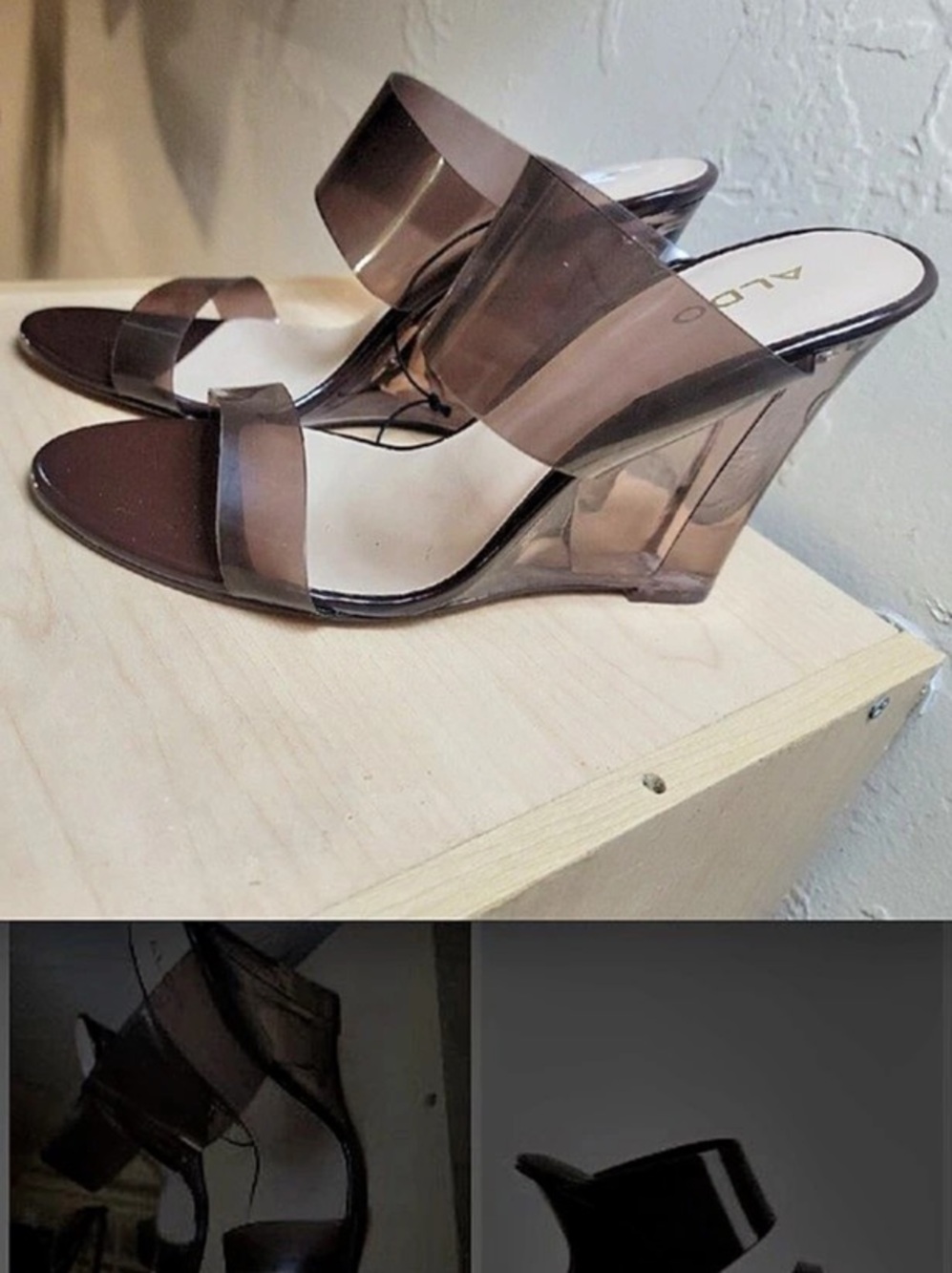 Aldo Clearly Brown Wedge Sandals